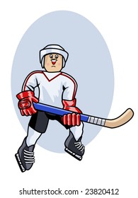 comical vector illustration of an ice hockey player