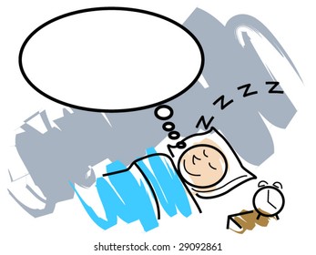 comical vector illustration of a man having a pleasant dream...image is part of a set
