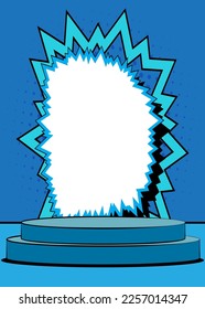 Comics abstract platform for mockup presentation. Comic Book product podium stage. Vector illustration scene pedestal texture, background.