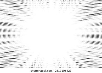 Comics background. Abstract lines backdrop. Shading sun rays. Design frames for title book. Texture explosive polka. Beam action. Pattern motion flash. Rectangle fast boom zoom. Vector illustration	