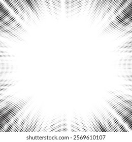 Comics background. Abstract lines backdrop. Shading sun rays. Design frames for title book. Texture explosive polka. Beam action. Pattern motion flash. Rectangle fast boom zoom. Vector illustration