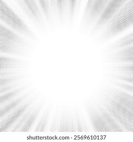 Comics background. Abstract lines backdrop. Shading sun rays. Design frames for title book. Texture explosive polka. Beam action. Pattern motion flash. Rectangle fast boom zoom. Vector illustration