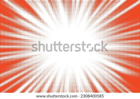Comics background. Abstract yellow dot lines. Shading sun rays. Design frames for title book. Texture explosive polka. Beam action. Pattern motion flash. Rectangle fast boom zoom. Vector illustration.