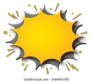 Comics background. Cartoon poster in pop art style with yellow-grey speech bubbles with sound effects. Funny colorful banner with place for text on white backdrop