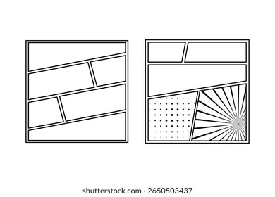 Design de página de coleção de modelos de painel de layout em branco de quadrinhos para romance gráfico, mangá ou storyboard