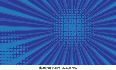 comics blue background cartoon pop art retro vector illustration. Cartoon funny retro pattern strip mock up. Vector halftone illustration.