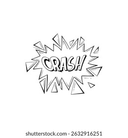 Comics bomb and explosions. Speech bubble with words splash, bam, crack, pow, boom, crash and bang. Design element for print. Cartoon flat vector icon isolated on white background for your design