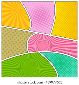 Comics book background. Mock-up of comics book page. Pop-art style. Template for web and mobile applications