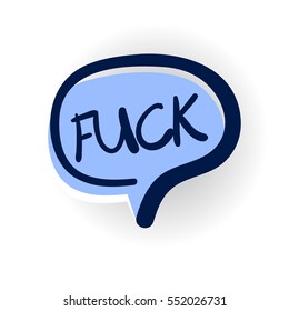Comics book balloon fuck, aggressive message lettering, cartoon exclusive font label tag expression, sounds illustration shadow. Comic text sound effects. Vector comic text bubble icon speech phrase