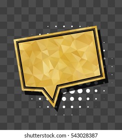 Comics book balloon. Square gold sparkle comic text bubble sound effects. Vector glitter icon speech phrase, cartoon expression, sounds illustration.
