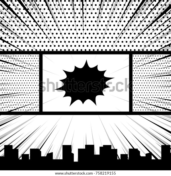 Comics Book Monochrome Template Background Pop Stock Vector