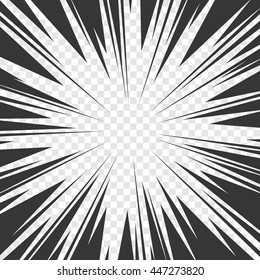 Comics Book Radial Speed Lines Effects with Transparent Background. Vector