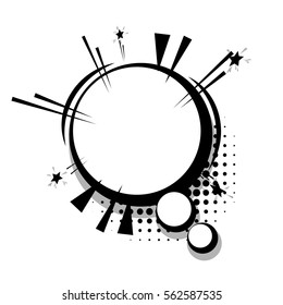 Comics book sketch explosion sudden burst bomb. Blank template comic text speech round bubble. Halftone dot background style pop art. Dialog empty box space. Creative composition idea conversation