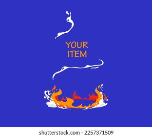 Boom de historietas, efectos de explosión de bombas de juego, humo y nubes de humo. Elementos de la explosión de fuego. Ilustración vectorial de arte de caricatura. 
Plantilla de presentación. Texto del elemento.