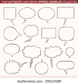 Comics bubble speech
A collection of fifteen hand drawn bubblle