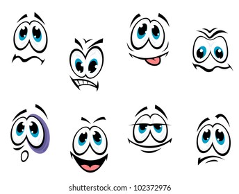 Comics cartoon faces set with different expressions isolated on white background, such logo. Jpeg version also available in gallery