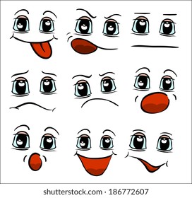 Comics cartoon faces set with different expressions