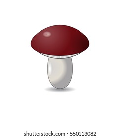 comics cartoon mushroom, light shadow, with a red hat