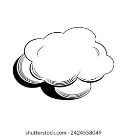 Comics cloud of black line set. This black outline illustration depict a fluffy cloud, beautifully contrasted against a pristine white background. Vector illustration.