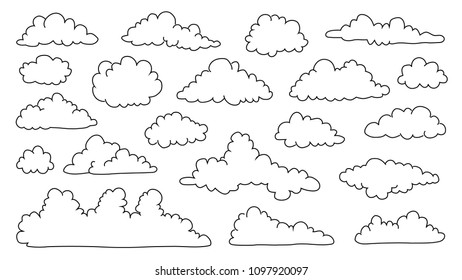 comics clouds line on the white background