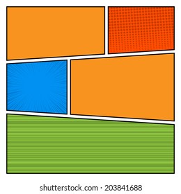 Comics Color pop art style blank layout template with dots pattern background vector illustration