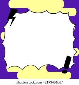 Comics Design Frames. Beautiful Photo Frame Set With Boom Bubbles For Design Collage, Funny Cute Comic Photos Collection For Kids, Design Drawing
