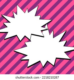 Comics Design Frames. Beautiful Photo Frame Set With Boom Bubbles For Design Collage, Funny Cute Comic Photos Collection For Kids, Design Drawing