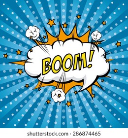 Comics design over blue background, vector illustration.