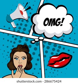 Comics design over colorful background, vector illustration.