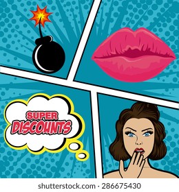 Comics design over colorful background, vector illustration.