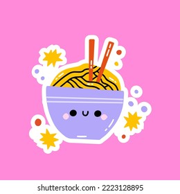 Comics drawing plates Japanese noodles. Vector hand drawn isolated illustration for t-shirts, postcards, posters, prints. Cartoon kawaii journal sticker.
Fast food isolated illustration