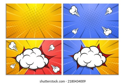 Comics Focus Lines Background Set