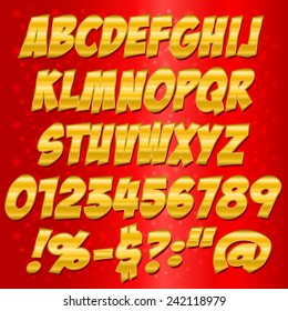 comics Gold style alphabet collection set