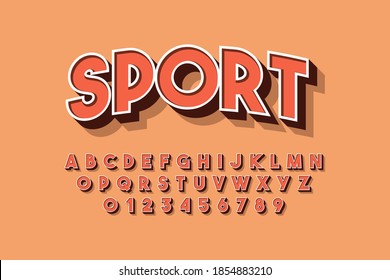 Diseño de tipos de letra de estilo de héroe de historietas, letras alfabéticas y ilustración vectorial de números