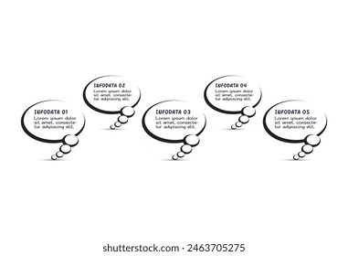 Comics infographic with 5 steps, options, parts or processes. Business data visualization. Creative infographic template