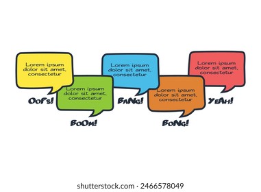Comics infographic with 5 steps, options, parts or processes. Business data visualization. Creative infographic template