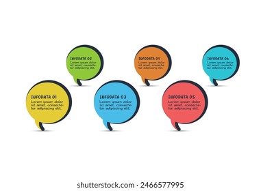 Infografía de cómics con 6 pasos, opciones, partes o procesos. Visualización de datos empresariales. Plantilla infográfica creativa