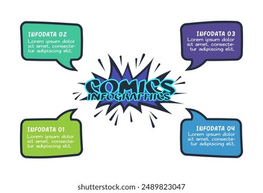 Comics infographic with 6 steps, options, parts or processes. Business data visualization. Creative infographic template