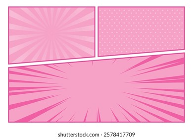 Comics Page Color Pop Art Style Blank Layout Pink Template