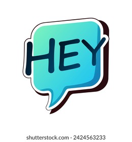 Comics phrase of colorful set. Text Hey from the vibrant messages on the soothing white background, harmonizes to evoke a sense of joy and wonder. Vector illustration.