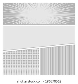Comics pop art style blank layout template with dots pattern background vector illustration