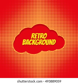 Comics pop art style blank layout. Retro background. Vintage template. Yellow colors dots on red background. Vector illustration. EPS10.