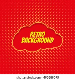 Comics pop art style blank layout. Retro background. Vintage template. Yellow colors dots on red background.  Vector illustration. EPS10.