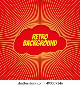 Comics pop art style blank layout. Retro background. Vintage template. Yellow colors rays on red background. . Vector illustration. EPS10.