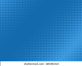 Comics pop art style blank layout with  dots pattern comic book design. Vector illustration on a blue background. 