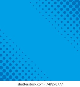 Comics pop art style blank layout with dots pattern comic book design. Vector illustration on a blue background