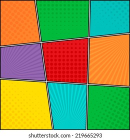 Comics pop-art style blank layout template background vector illustration 