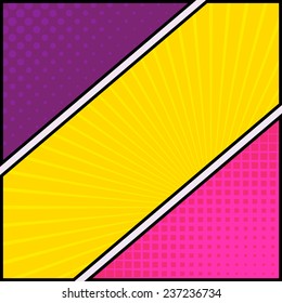 Comics pop-art style blank layout template background vector illustration