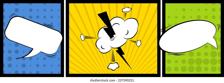 Comics pop-art style blank layout template background vector illustration 