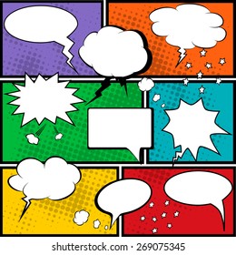 Comics pop-art style blank layout template background vector illustration